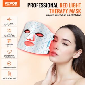 VEVOR Red Light Therapy Mask 7-Color LED Face Mask Light Therapy With 850nm NIR